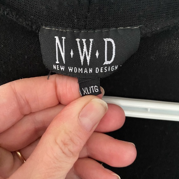 New Woman Design - black cardigan with ruffles down center of chest to hem - Picture 3 of 4